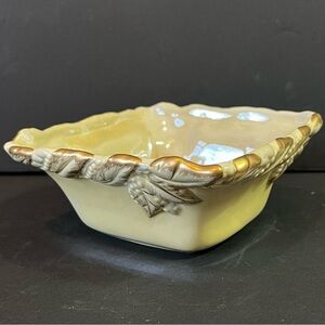Claire Burke Belae Grands Holiday Bowl Square Glassy Pale Gold Grape Leaf